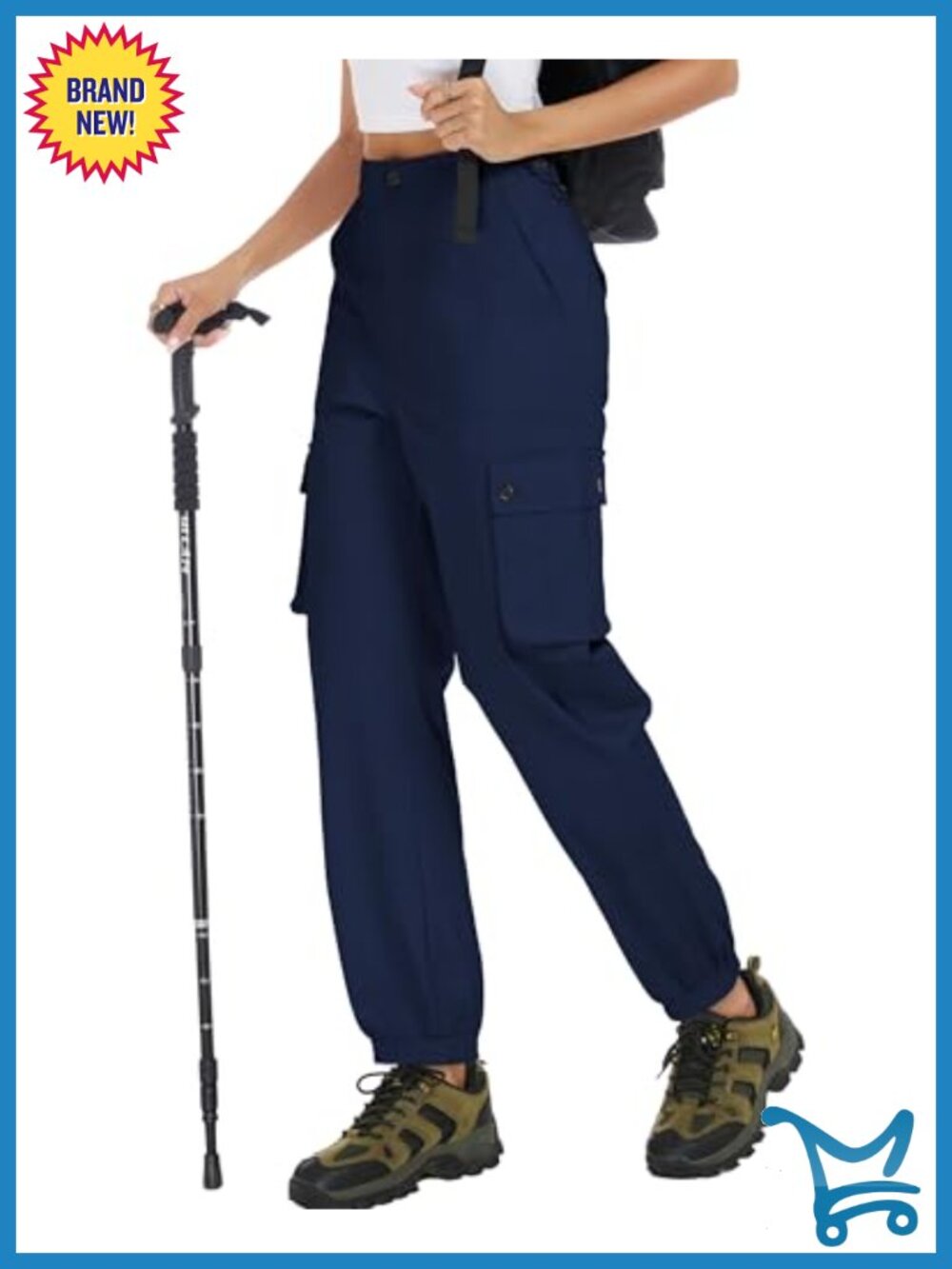 Cotton Ripstop Cargo Jogger Pants High Rise Tapered Outdoor Hiking